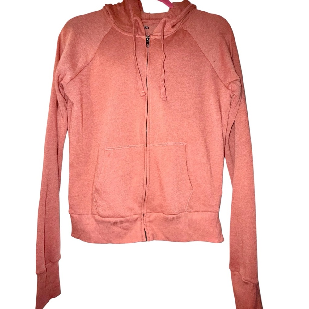 SO brand, solid Coral Zip-Up Hoodie, never worn, NWOT, size small.